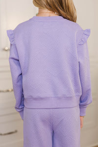 Girls: Out For A Walk Lavender Textured Ruffle Top