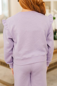 Girls: Out For A Walk Lavender Textured Ruffle Top