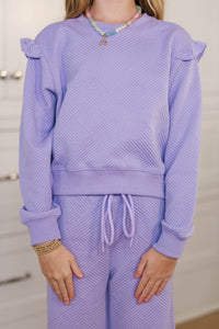 Girls: Out For A Walk Lavender Textured Ruffle Top
