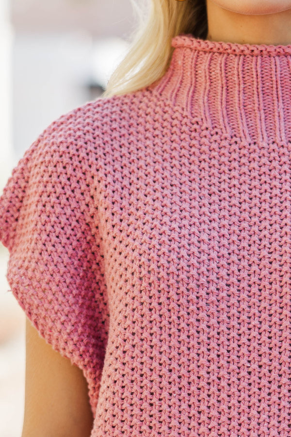 Return To It Mauve Short Sleeve Sweater
