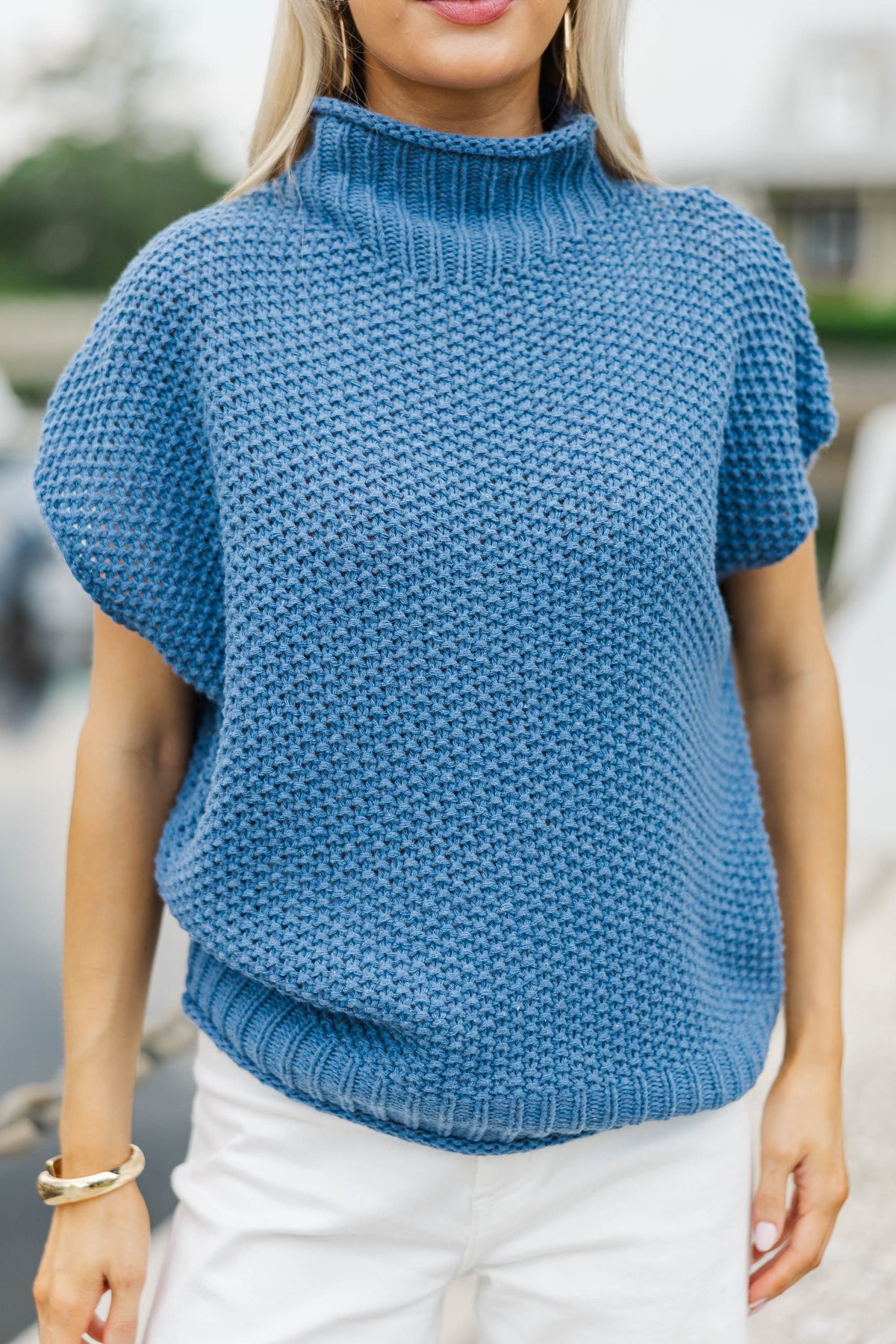 Return To It Navy Blue Short Sleeve Sweater – Shop the Mint