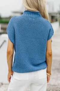 Return To It Navy Blue Short Sleeve Sweater