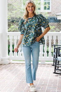 Love You True Green Floral Blouse