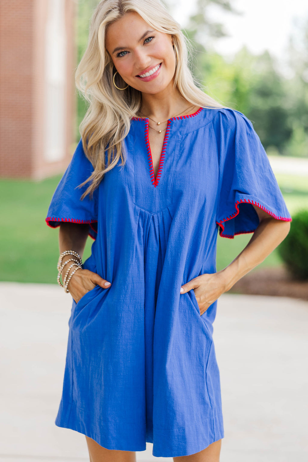 red blue dress woman Just A Theory Royal & Contrast Cotton – Shop the Mint Mini Dresses Online | Stun the crowd with SEASON: SM23 Size:US 15.5