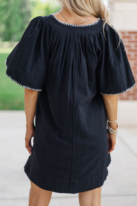 Just A Theory Black & White Contrast Cotton Dress