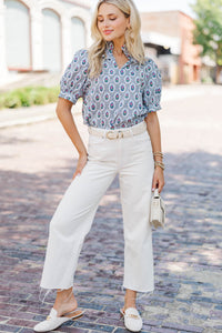 Taking Shape Blue Medallion Blouse