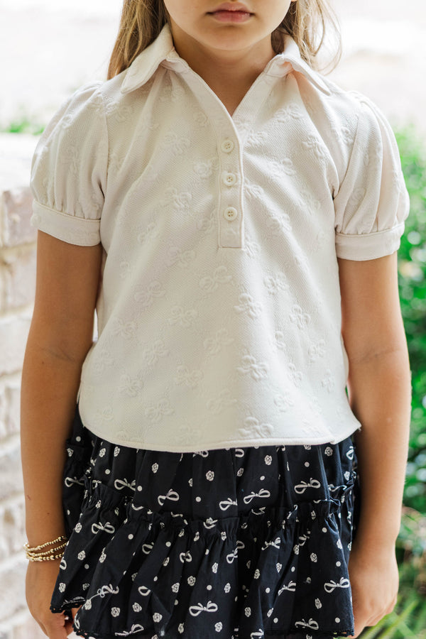 Girls: Worth Your While Cream Textured Blouse