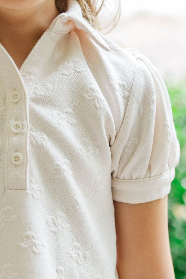 Girls: Worth Your While Cream Textured Blouse