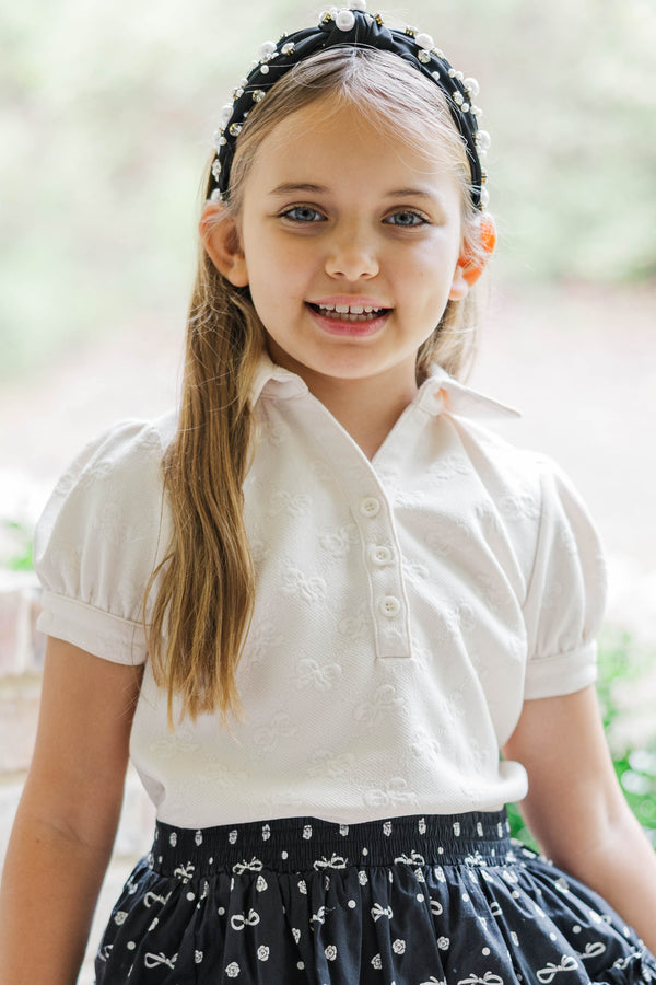 Girls: Worth Your While Cream Textured Blouse