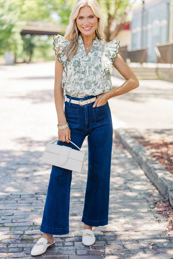 Tell You Everything Olive Toile Blouse