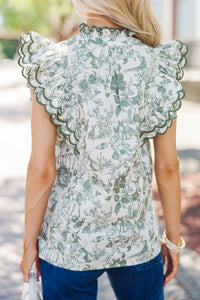 Tell You Everything Olive Toile Blouse