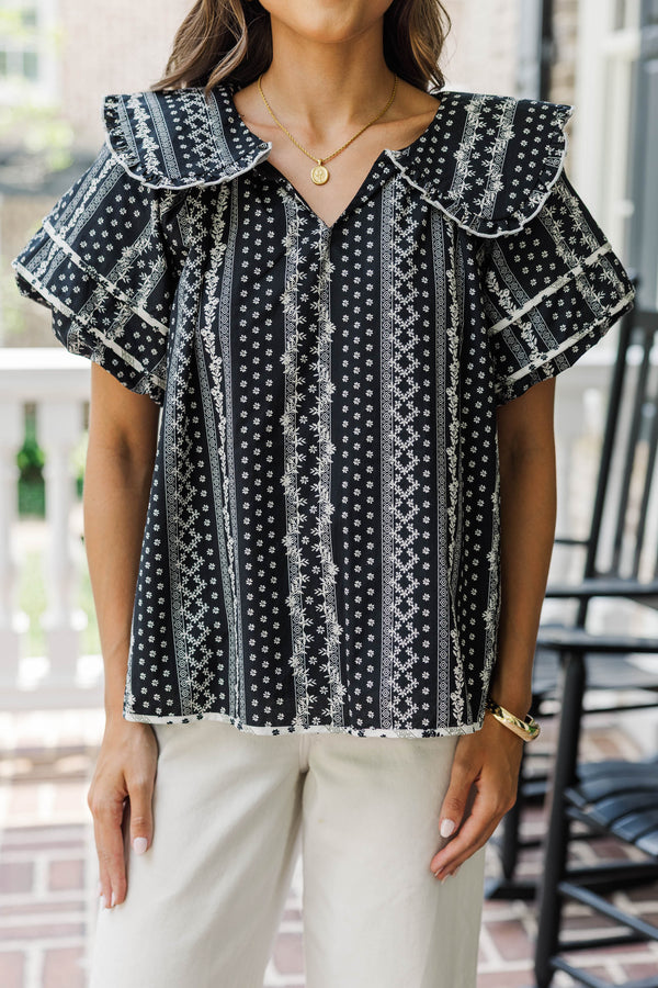 Endless Afternoon Black Ditsy Floral Blouse