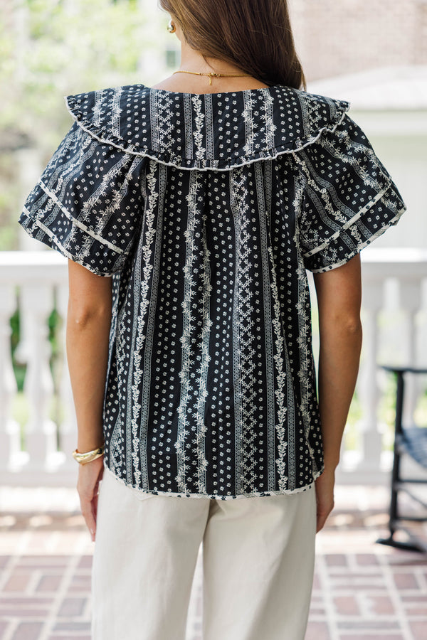 Endless Afternoon Black Ditsy Floral Blouse