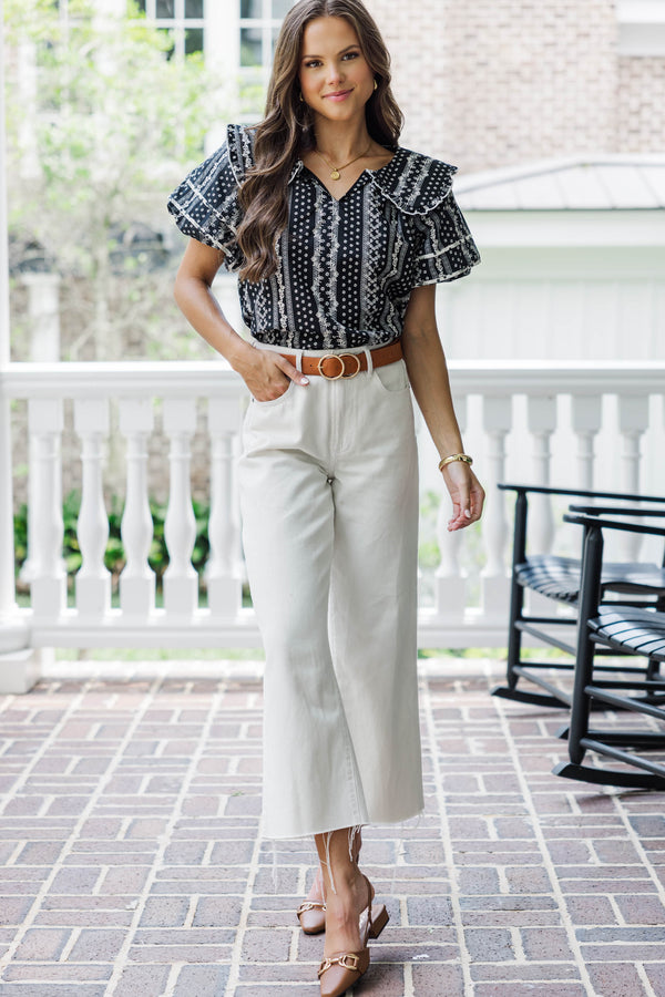 Endless Afternoon Black Ditsy Floral Blouse