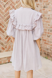 Mind In The Clouds Brown Striped Ruffled Babydoll Dress