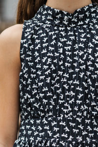 Girls: Little Loops Black Bow Print Dress