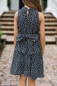 Girls: Little Loops Black Bow Print Dress