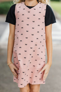 Girls: The Easy Favorite Mauve Bow Print Shift Dress