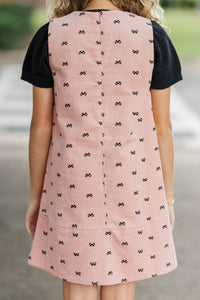 Girls: The Easy Favorite Mauve Bow Print Shift Dress