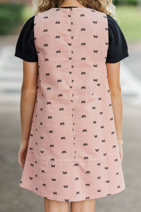 Girls: The Easy Favorite Mauve Bow Print Shift Dress
