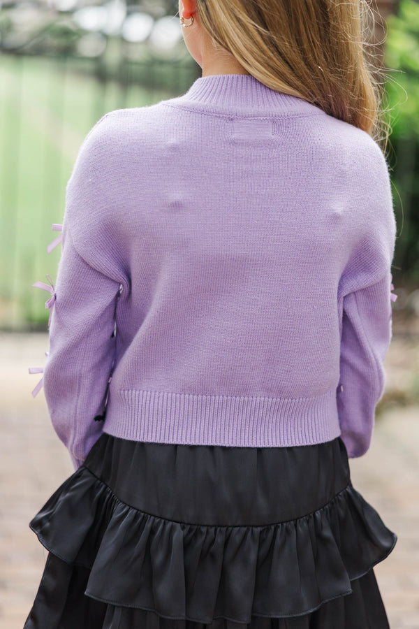Girls: Lavender Bats & Bows Sweater