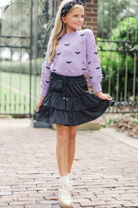 Girls: Lavender Bats & Bows Sweater