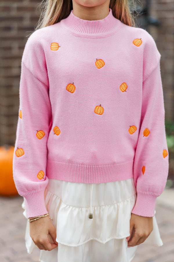 Girls: Field Trip Vibes Pink Pumpkin Sweater