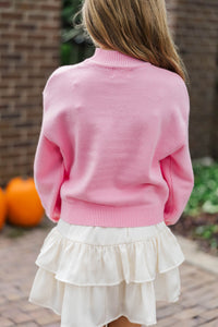 Girls: Field Trip Vibes Pink Pumpkin Sweater
