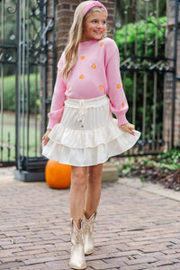 Girls: Field Trip Vibes Pink Pumpkin Sweater