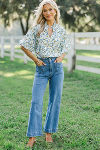 Sunny Side Up Blue Floral Blouse