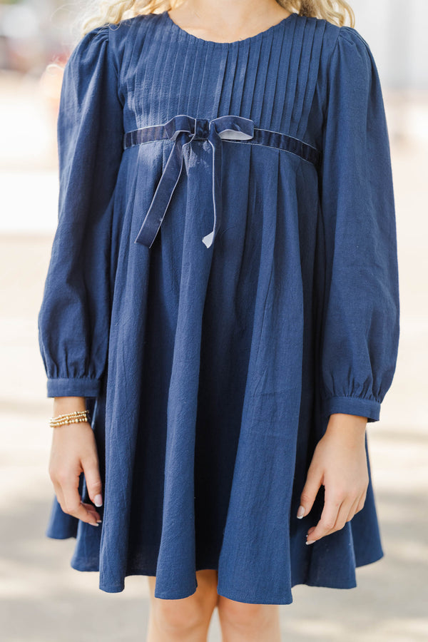 Girls: Let's Gather Navy Bow Detail Dress