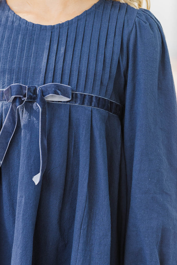 Girls: Let's Gather Navy Bow Detail Dress
