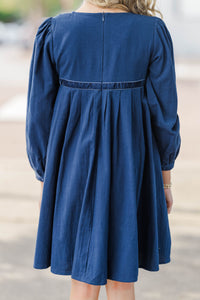 Girls: Let's Gather Navy Bow Detail Dress