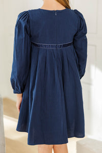 Girls: Let's Gather Navy Bow Detail Dress