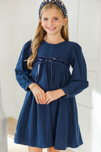 Girls: Let's Gather Navy Bow Detail Dress
