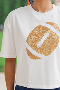 Fourth Quarter Flair White Sequin Football Top