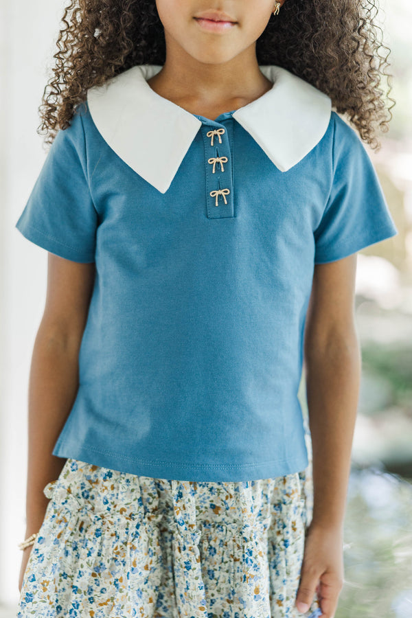 Girls: Tied and True Navy Collared Polo Top