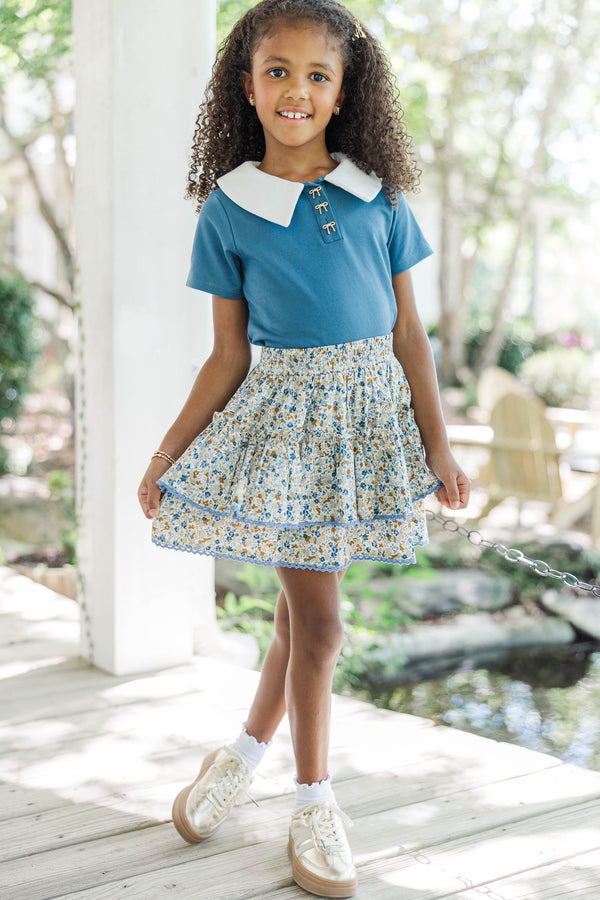 Girls: Tied and True Navy Collared Polo Top