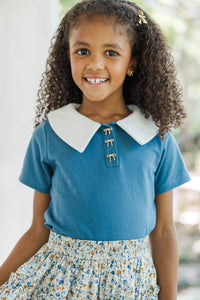 Girls: Tied and True Navy Collared Polo Top