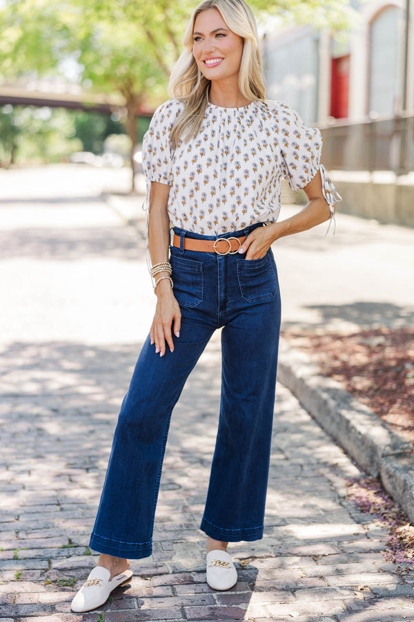 Bloom With Me White Floral Puff Sleeve Blouse