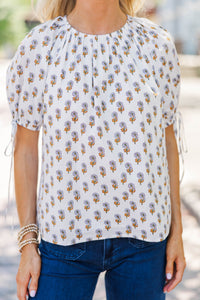 Bloom With Me White Floral Puff Sleeve Blouse