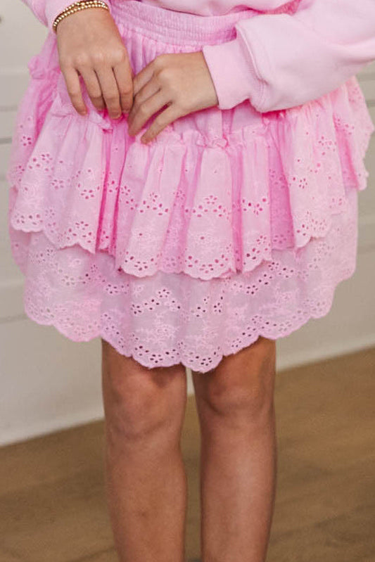 Girls: Recess Ready Pink Eyelet Skort