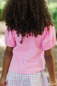 Girls: Perfectly Put Together Pink Ruffle Collar Top