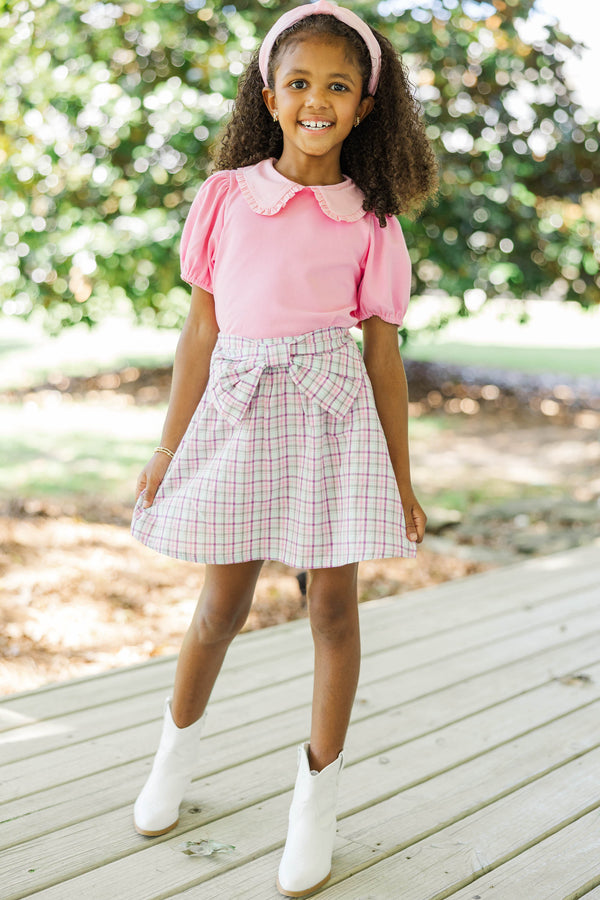 Girls: Perfectly Put Together Pink Ruffle Collar Top