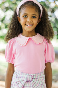 Girls: Perfectly Put Together Pink Ruffle Collar Top
