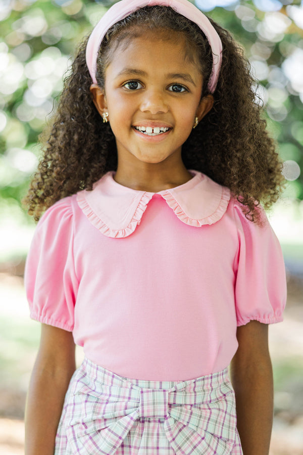 Girls: Perfectly Put Together Pink Ruffle Collar Top