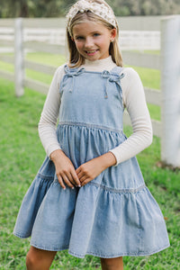 Girls: Soft Structure Blue Denim Babydoll Dress