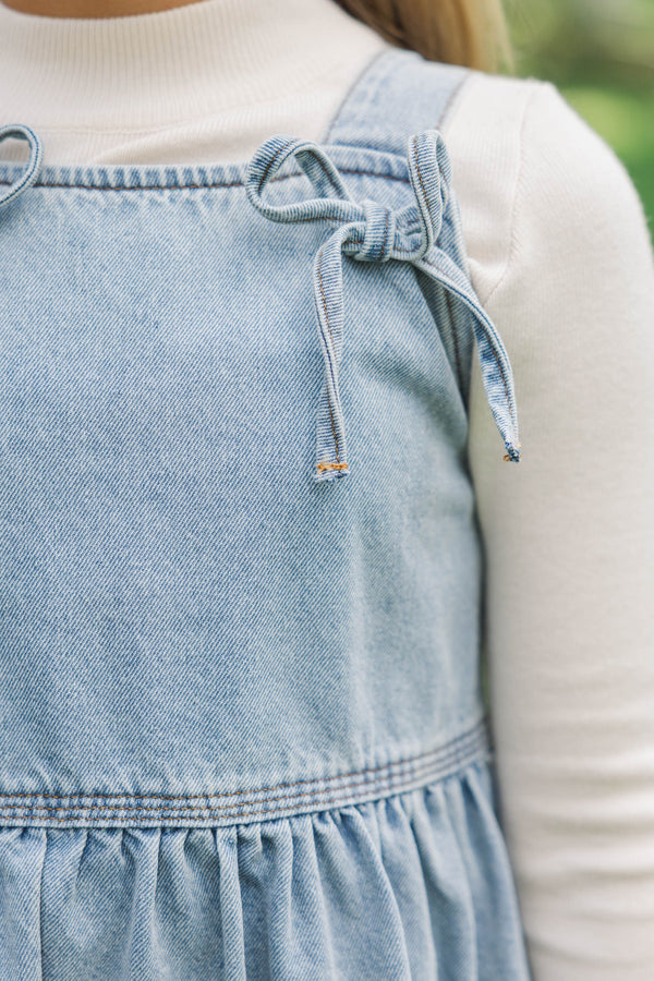 Girls: Soft Structure Blue Denim Babydoll Dress