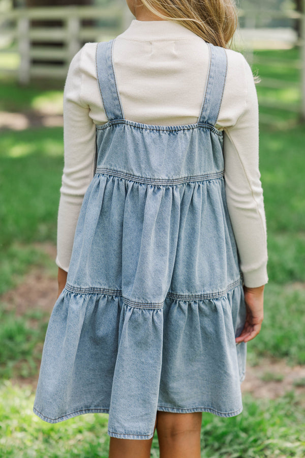 Girls: Soft Structure Blue Denim Babydoll Dress