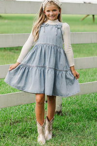 Girls: Soft Structure Blue Denim Babydoll Dress
